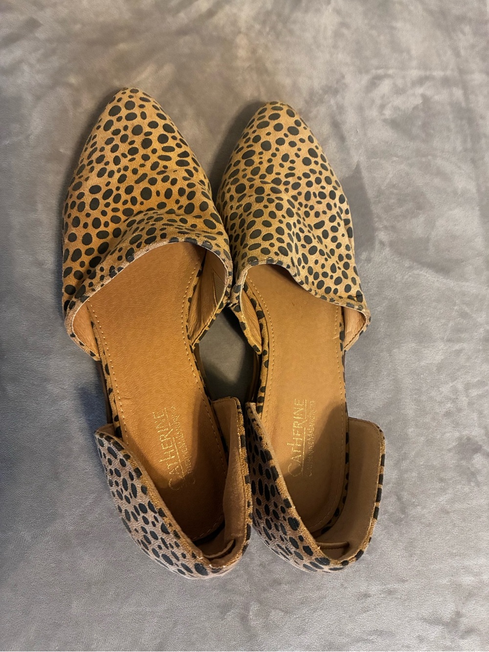 Catherine Malandrino Tan and Black Leopard-Print D'Orsay Flats